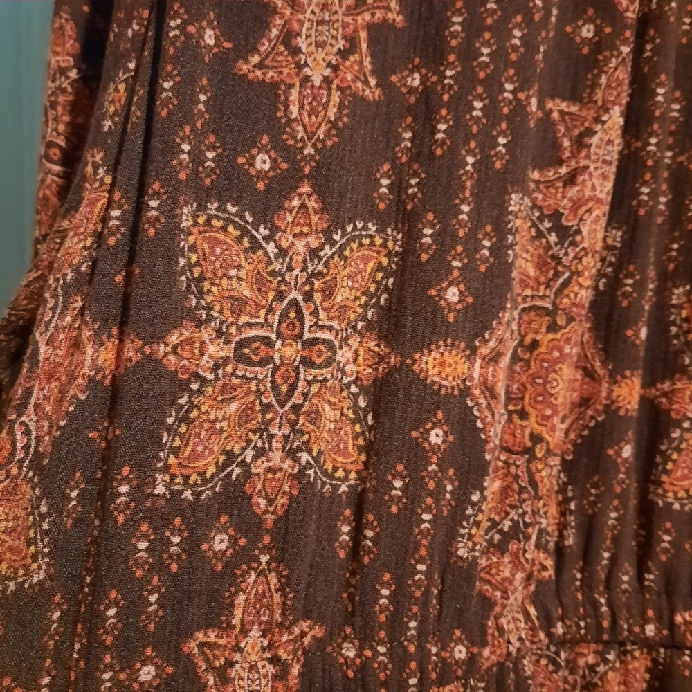 Torrid Midi Washable Crinkle Gauze Dress Size 4‎ 4X Surplice Neck Boho Medallion - Picture 10 of 16